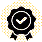 A black, stylized rose design is centered on a yellow background; the rose is framed by a checkered pattern.