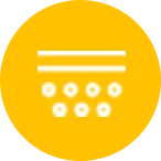 A white stylized bowl sits atop a solid yellow background; it contains several smaller white circles.